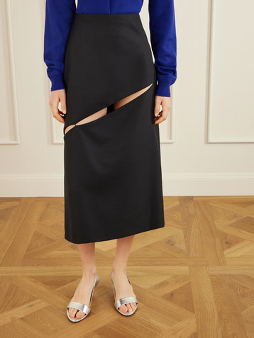 Jil Sander Cut-out grain de poudre wool and mohair-blend midi skirt