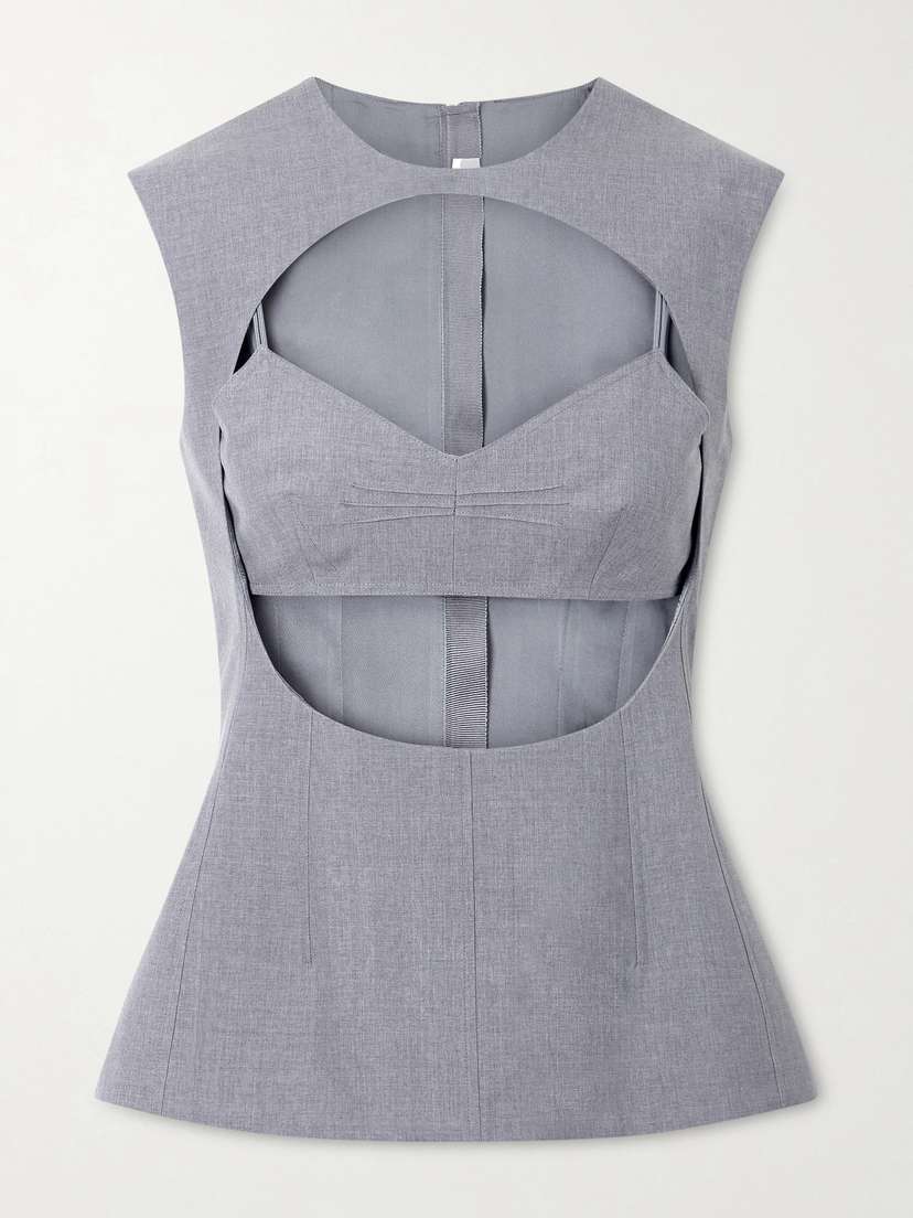 Jil Sander Cut-out Layered Wool Blouse