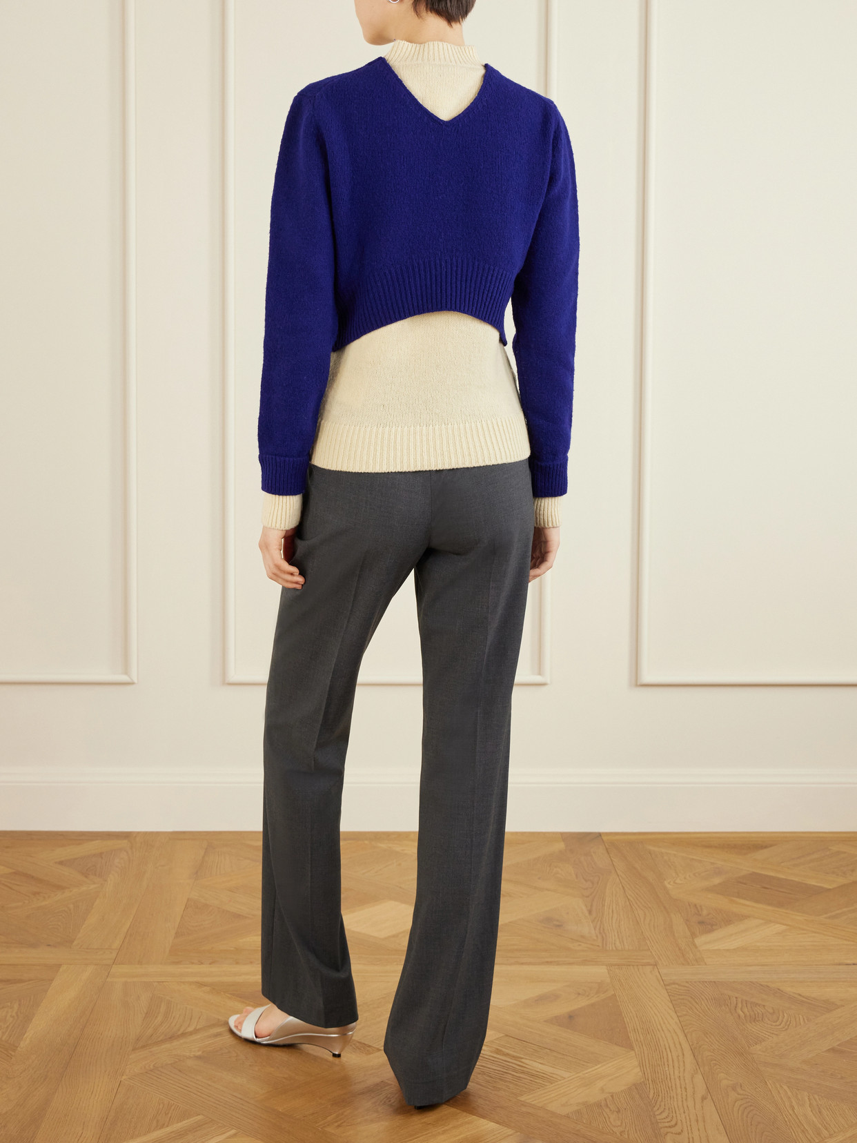 Two-Tone Layered Wool-Blend Sweater