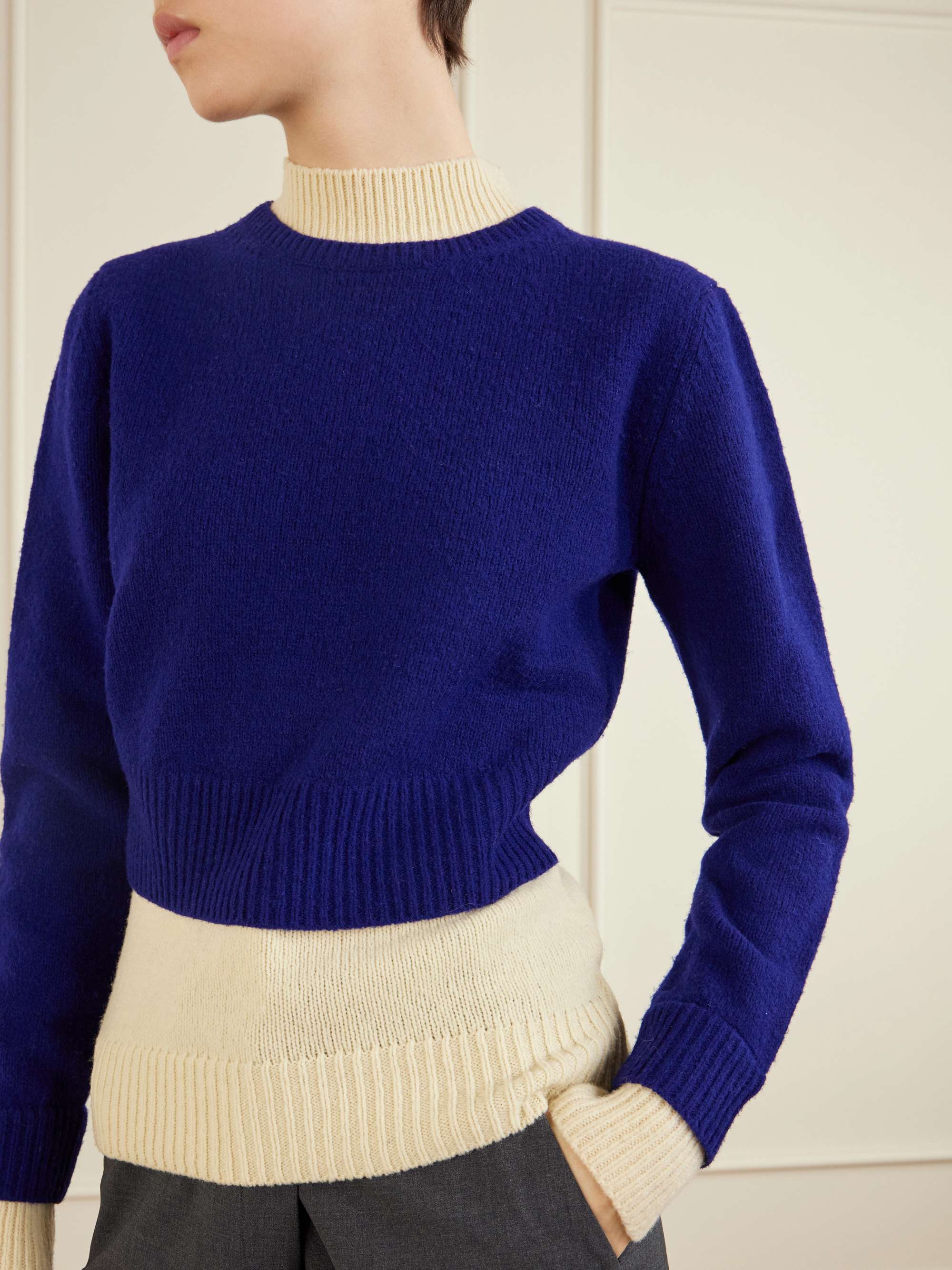 JIL SANDER Two-tone layered wool-blend sweater | NET-A-PORTER