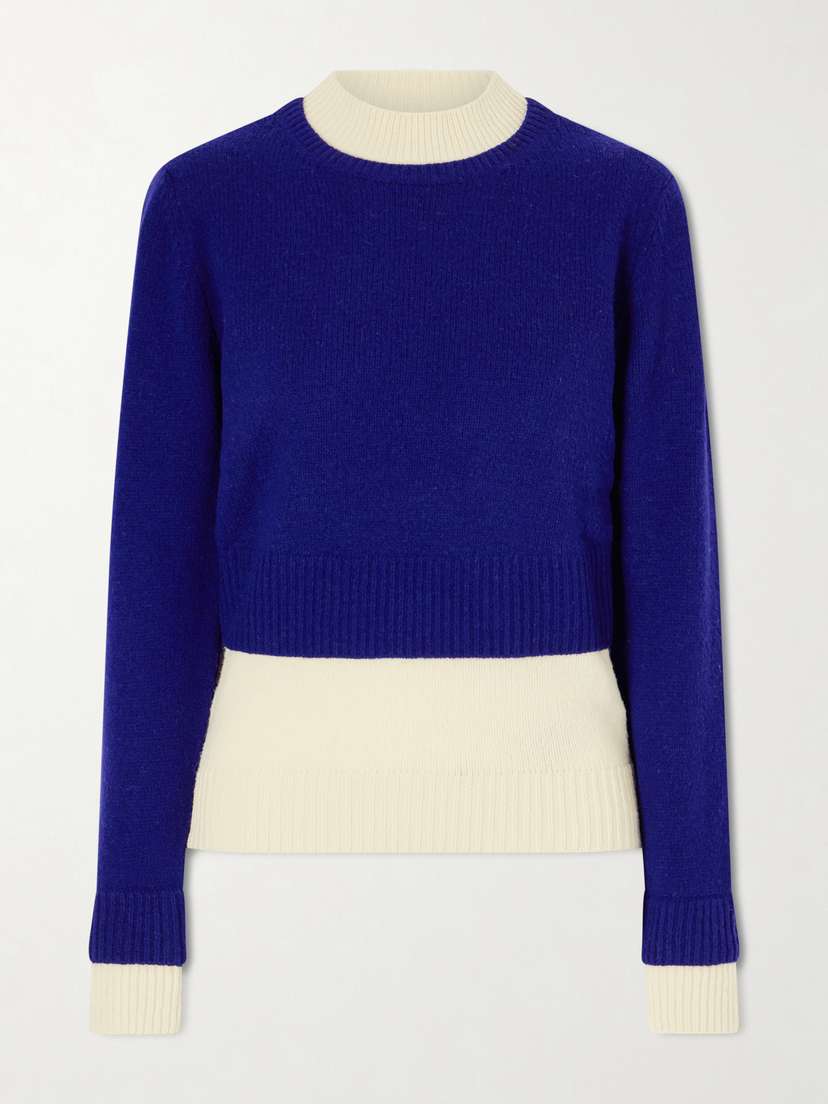 Jil Sander Two-tone Layered Wool-blend Sweater