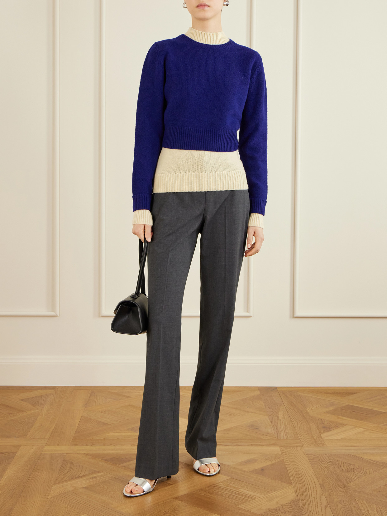 Two-Tone Layered Wool-Blend Sweater