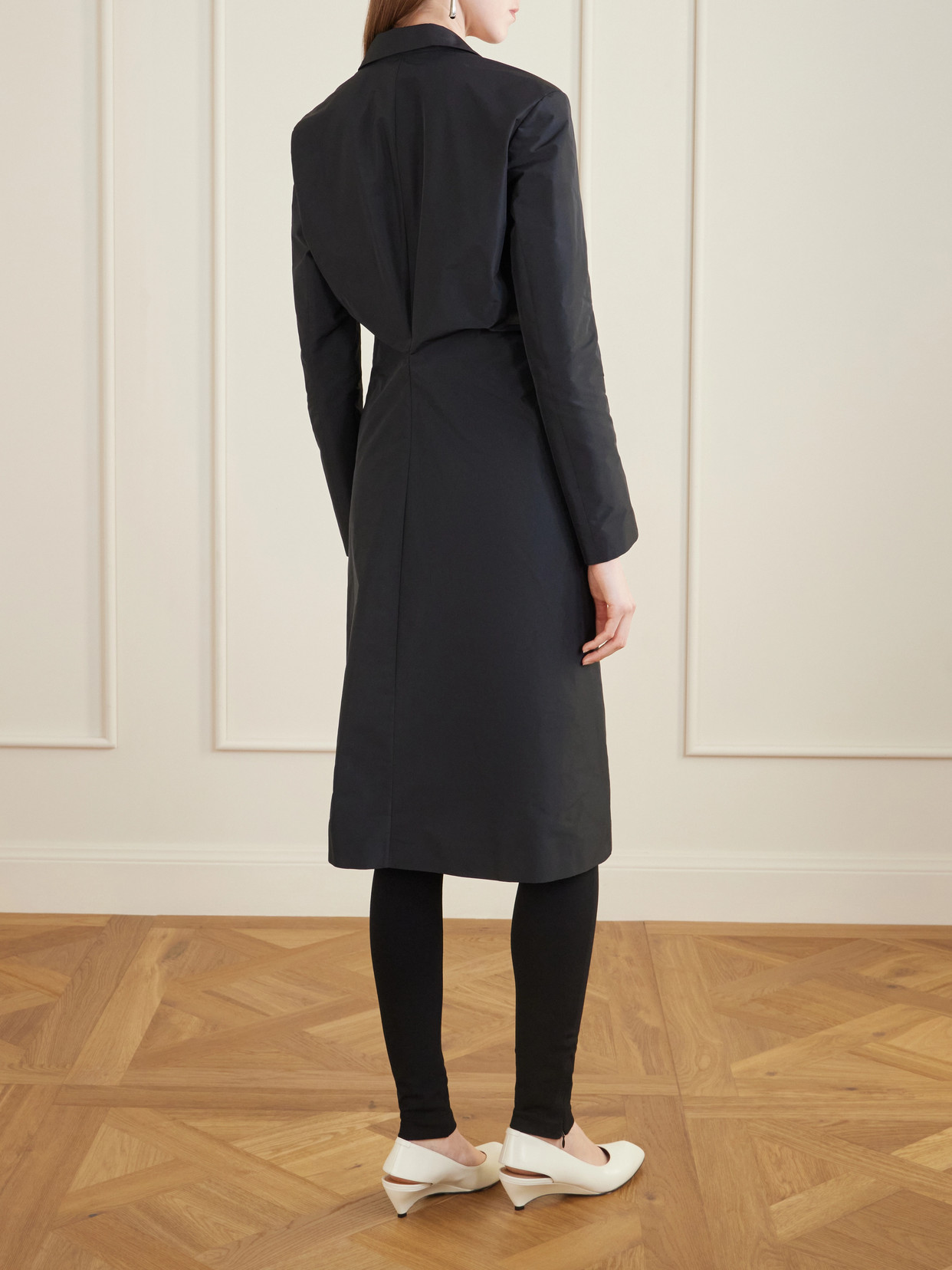 Jil Sander Technical Faille Coat In Black