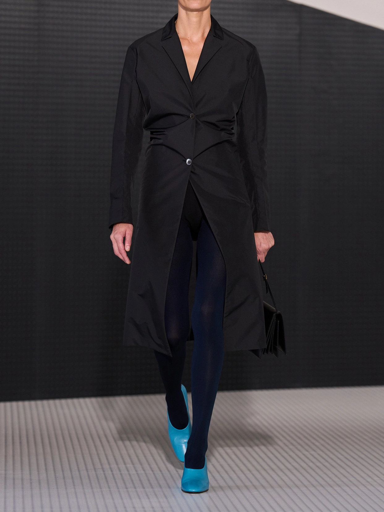 Jil Sander Technical Faille Coat In Black