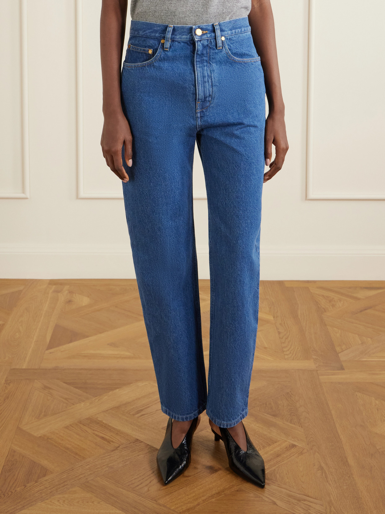 Mid-Rise Tapered Jeans
