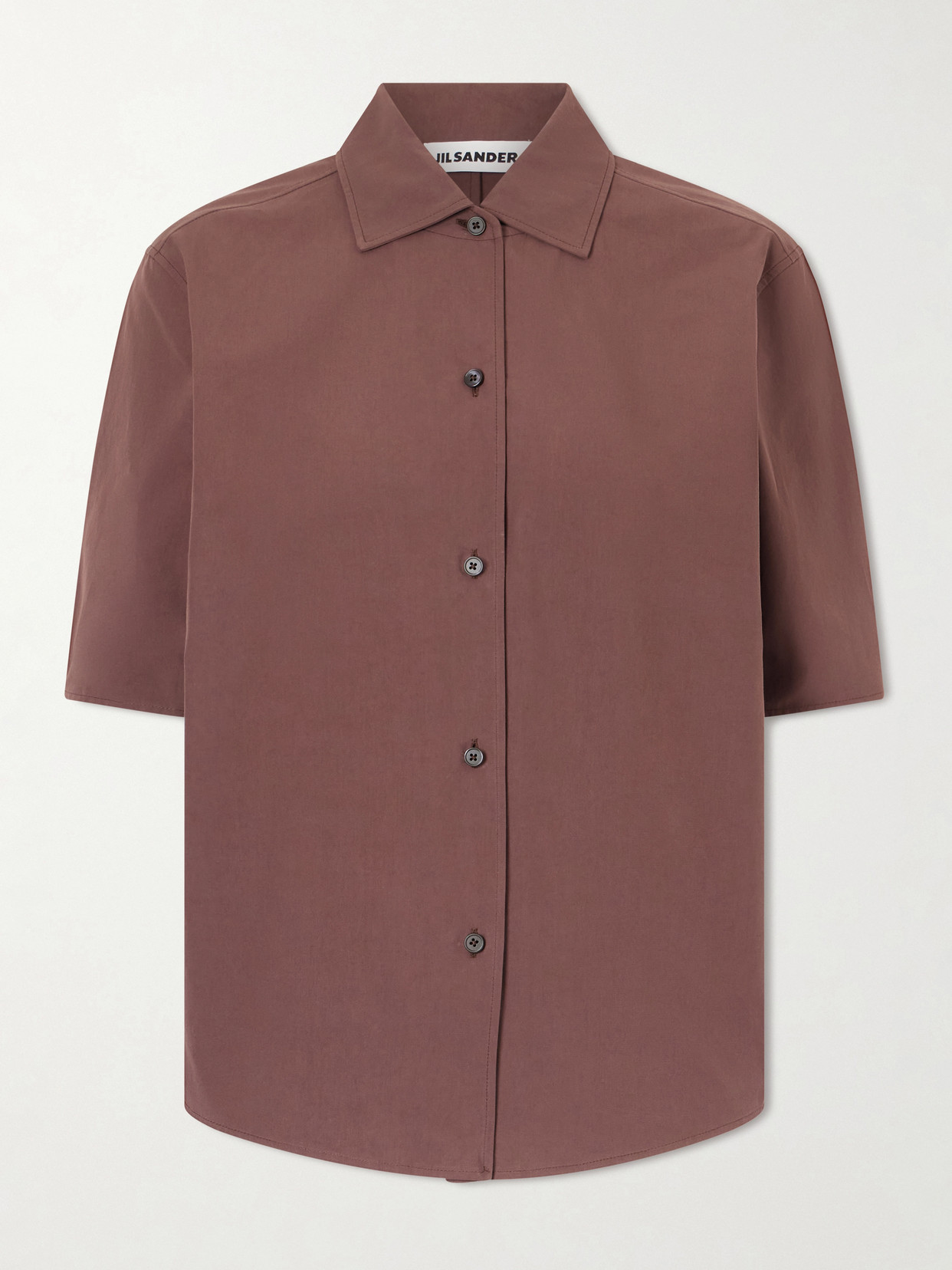 Jil Sander Boxy Cotton Shirt In Brown