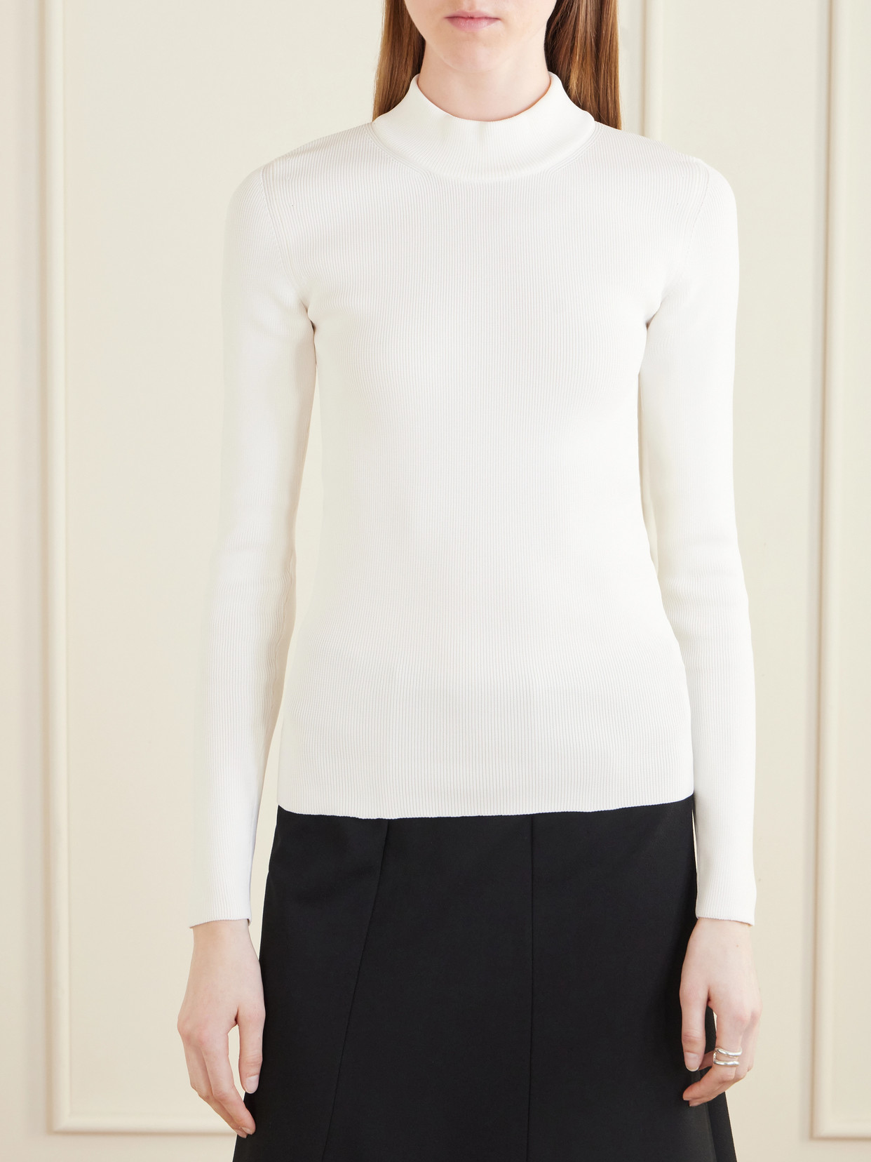 Ribbed-Knit Jersey Sweater
