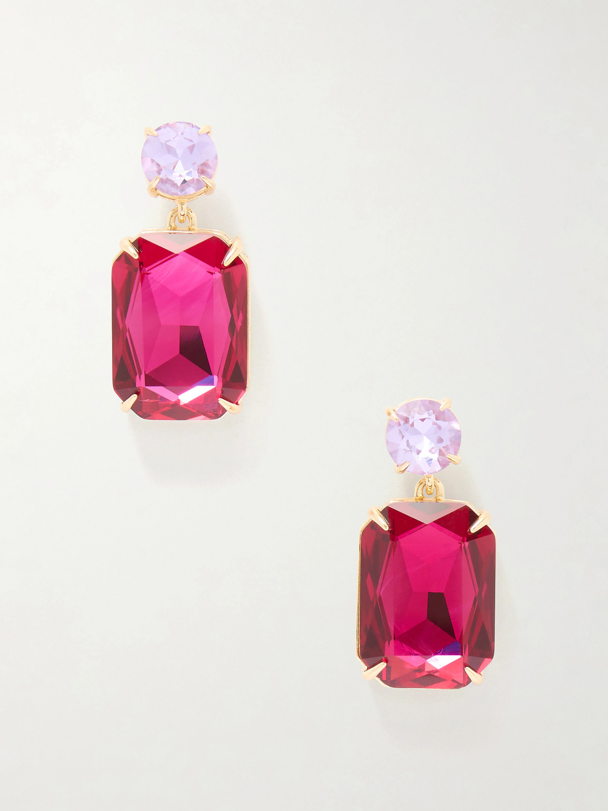 Carolina Herrera Riviere Gold-tone Crystal Earrings In Pink
