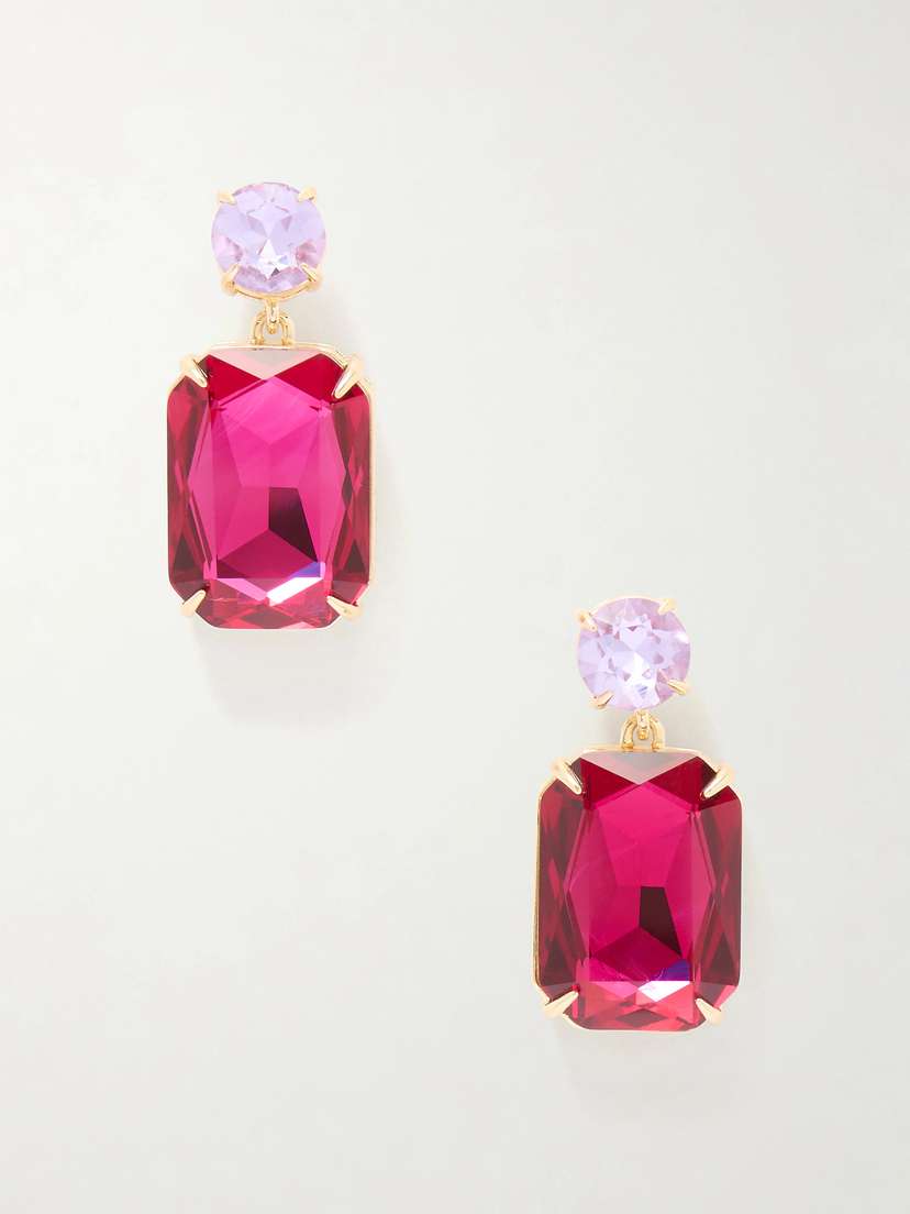 Carolina Herrera Riviere Gold-tone Crystal Earrings
