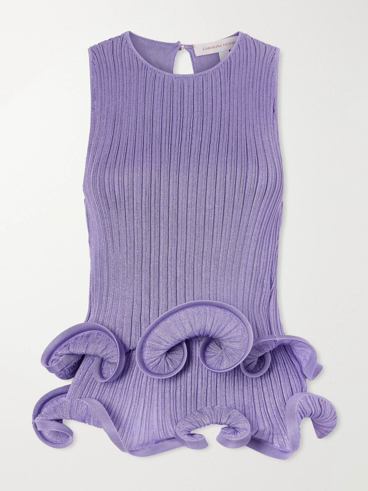 Tiered Ruffled Ribbed-Knit Blouse