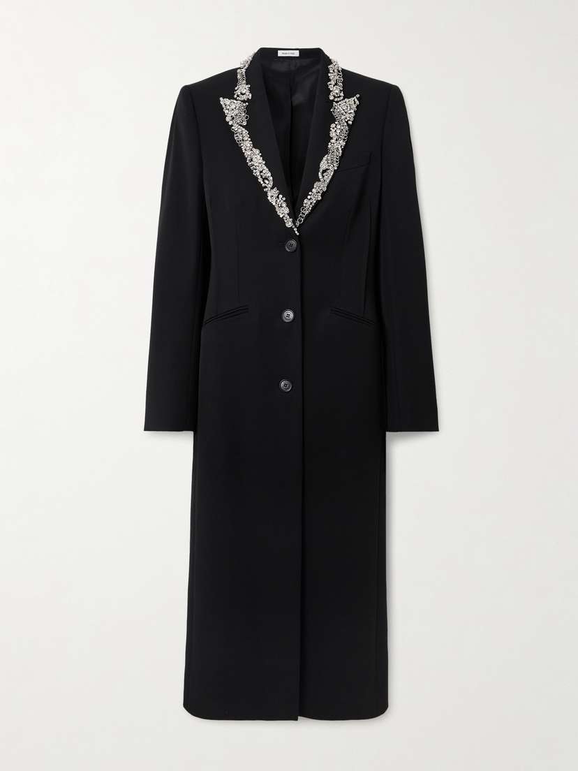 McQueen Embellished Grain De Poudre Wool Coat