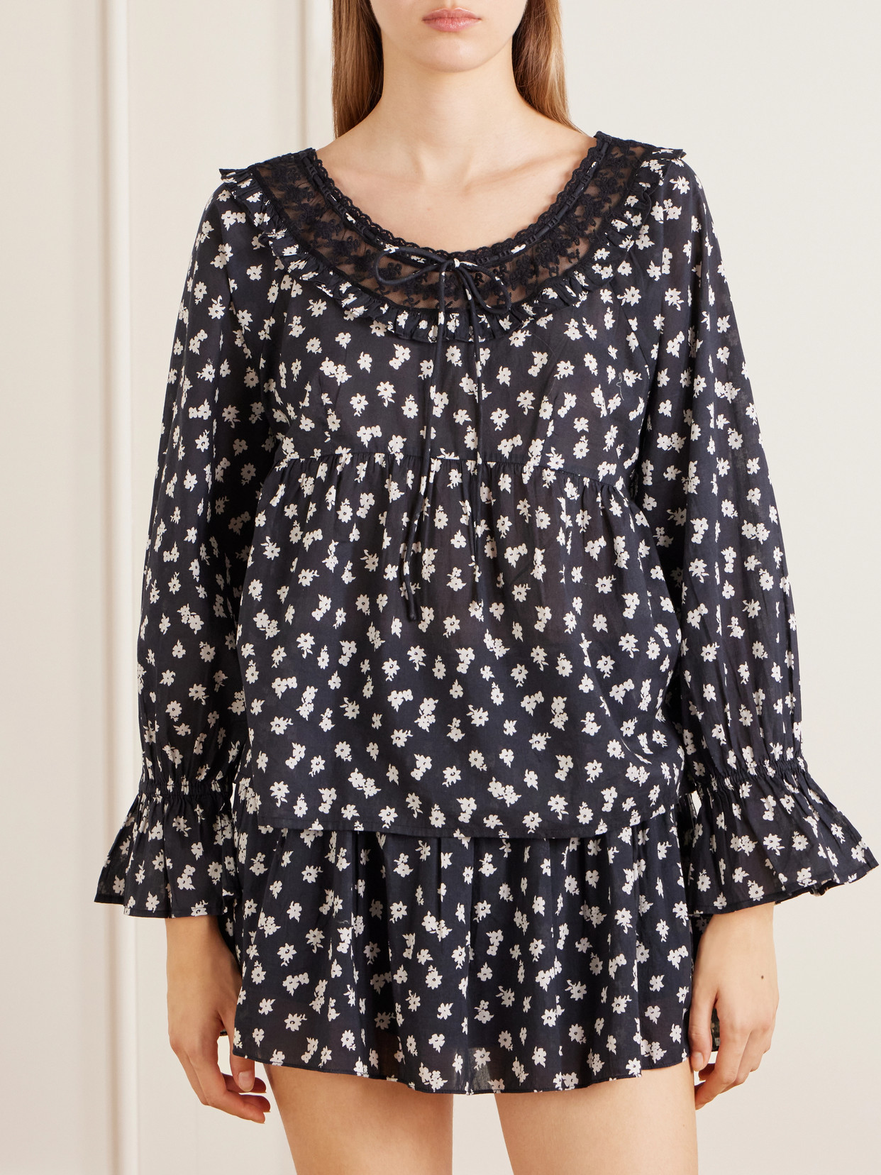 Danielle Floral-Print Cotton-Voile Blouse