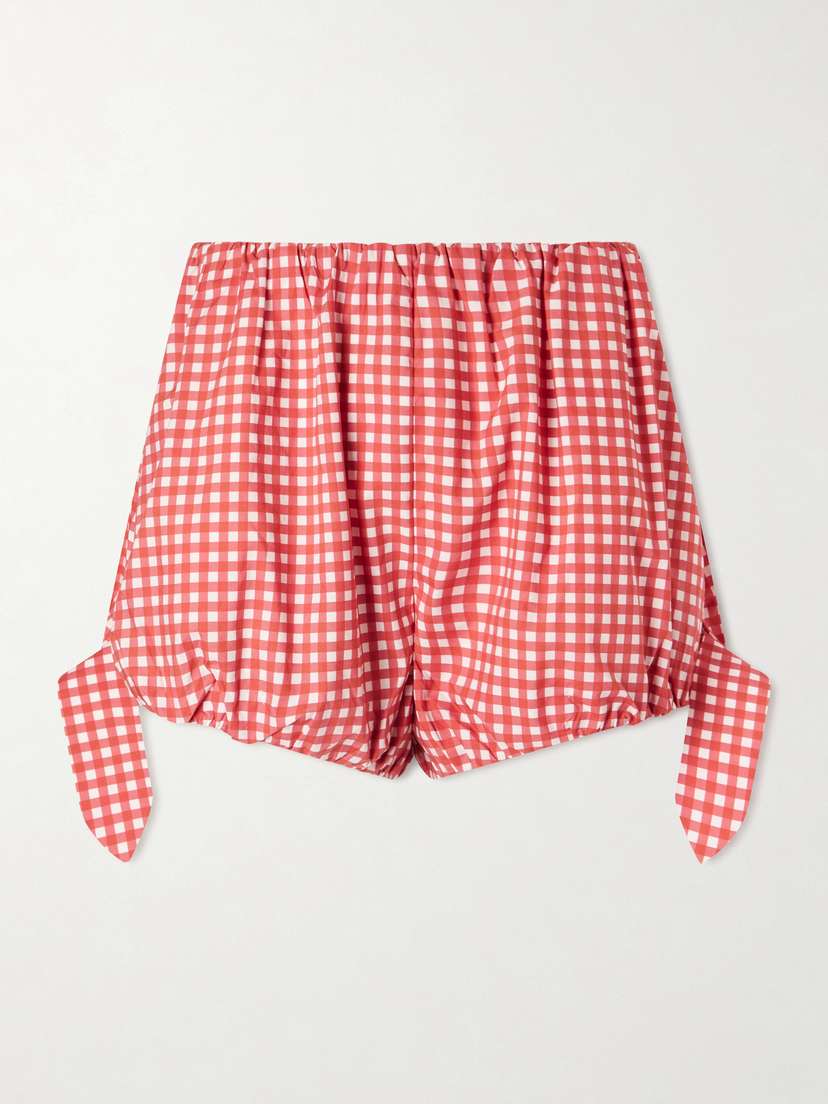 Posse Rosie Tie-detailed Checked Cotton-poplin Shorts