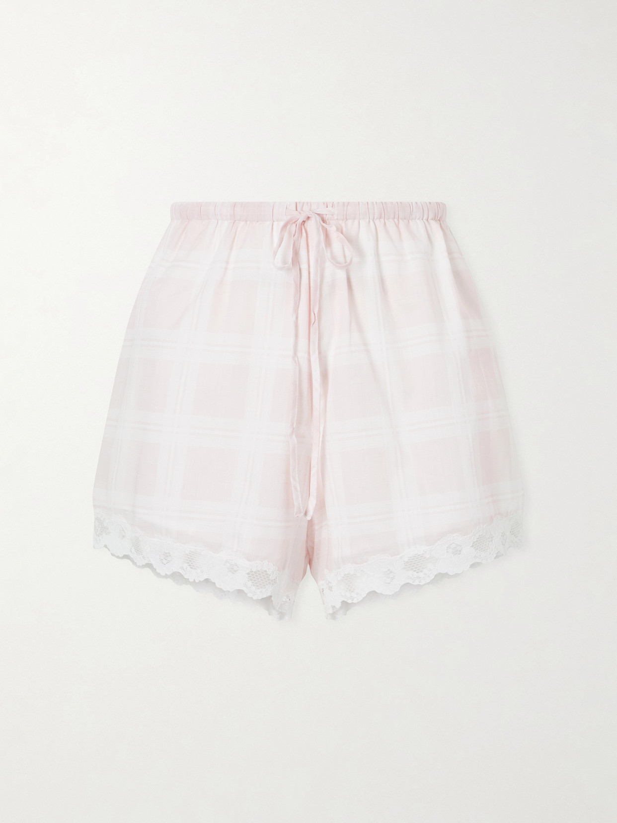 Posse - Marilyn Lace-trimmed Checked Cotton Shorts - Pink
