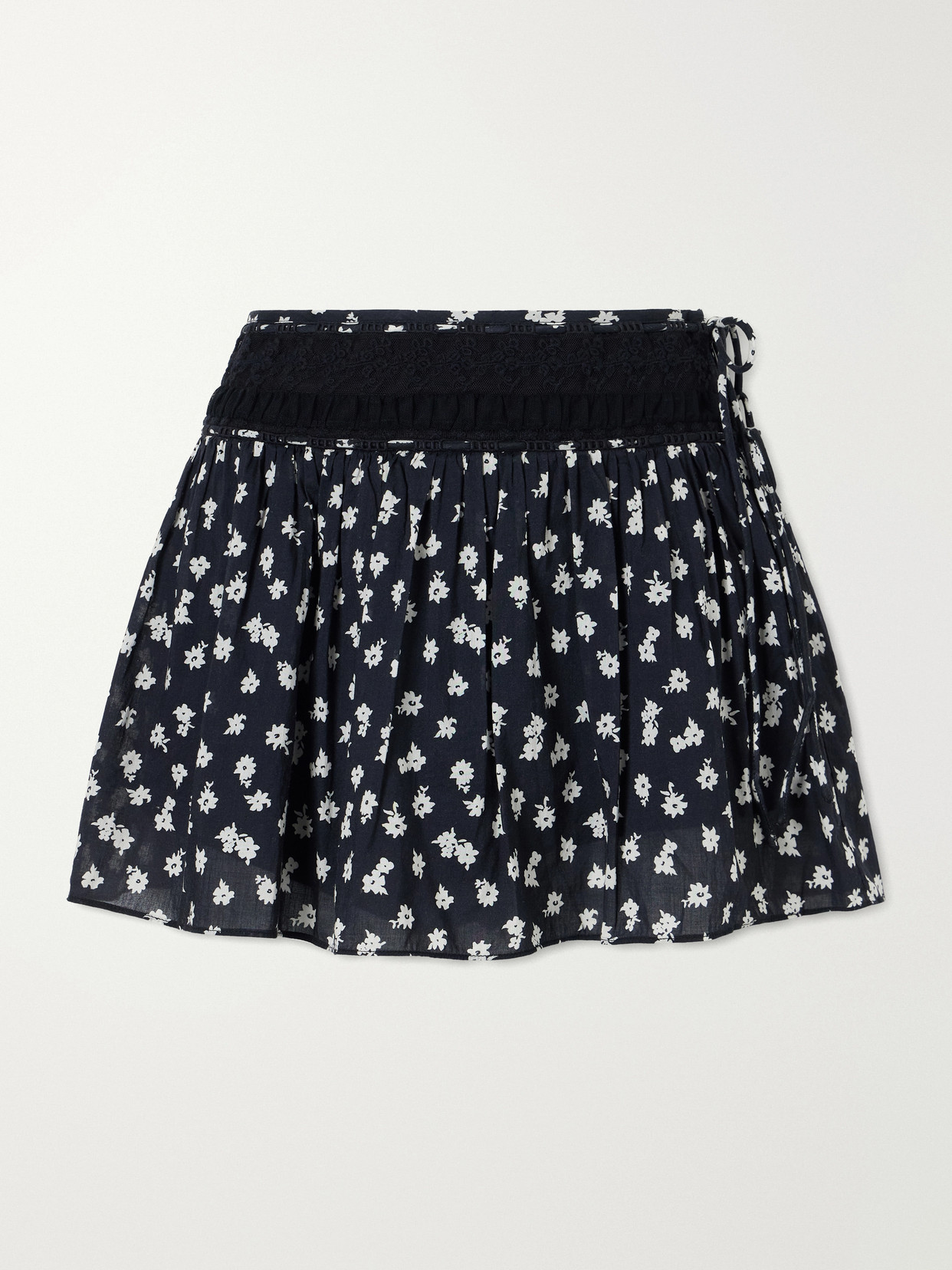 Danielle Floral-Print Lace-Trimmed Cotton-Voile Mini