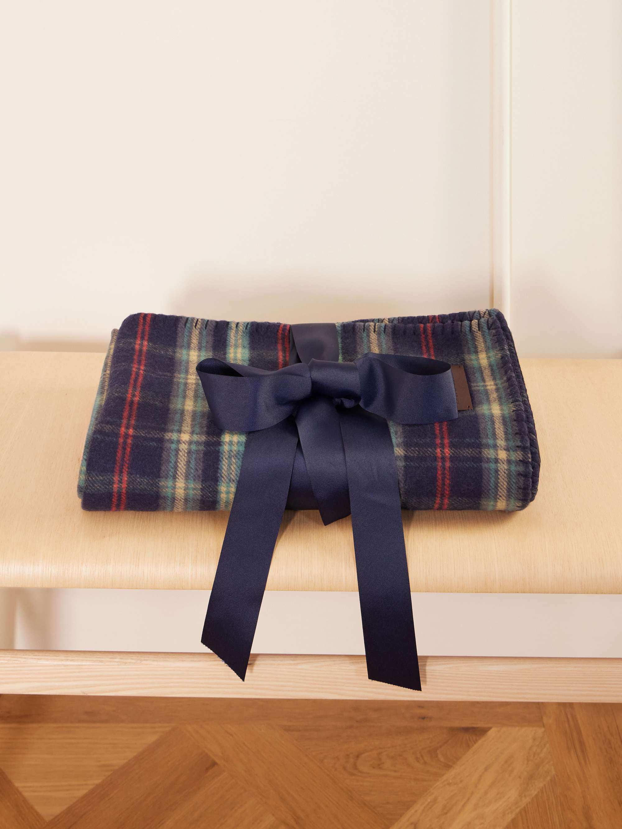 RALPH LAUREN HOME Georgia leather-trimmed whipstitched checked