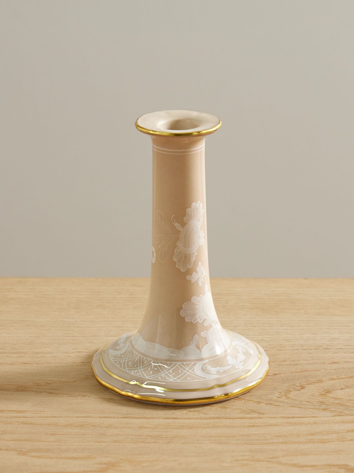 Antico Doccia gold-plated porcelain candleholder