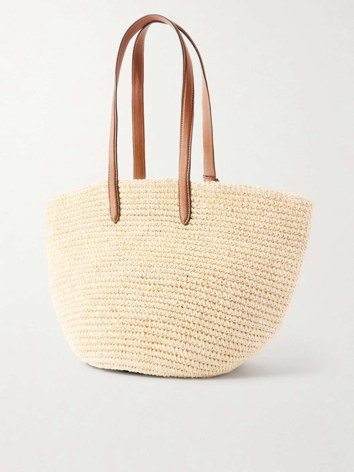 Market Leather-Trimmed Woven Fique Tote