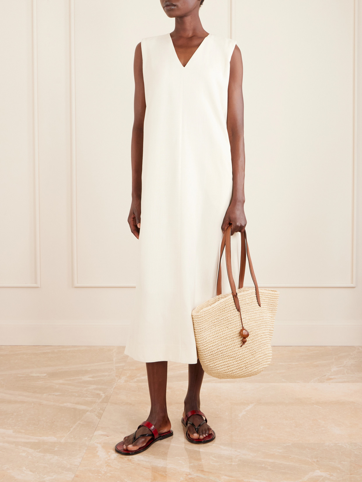 Market Leather-Trimmed Woven Fique Tote
