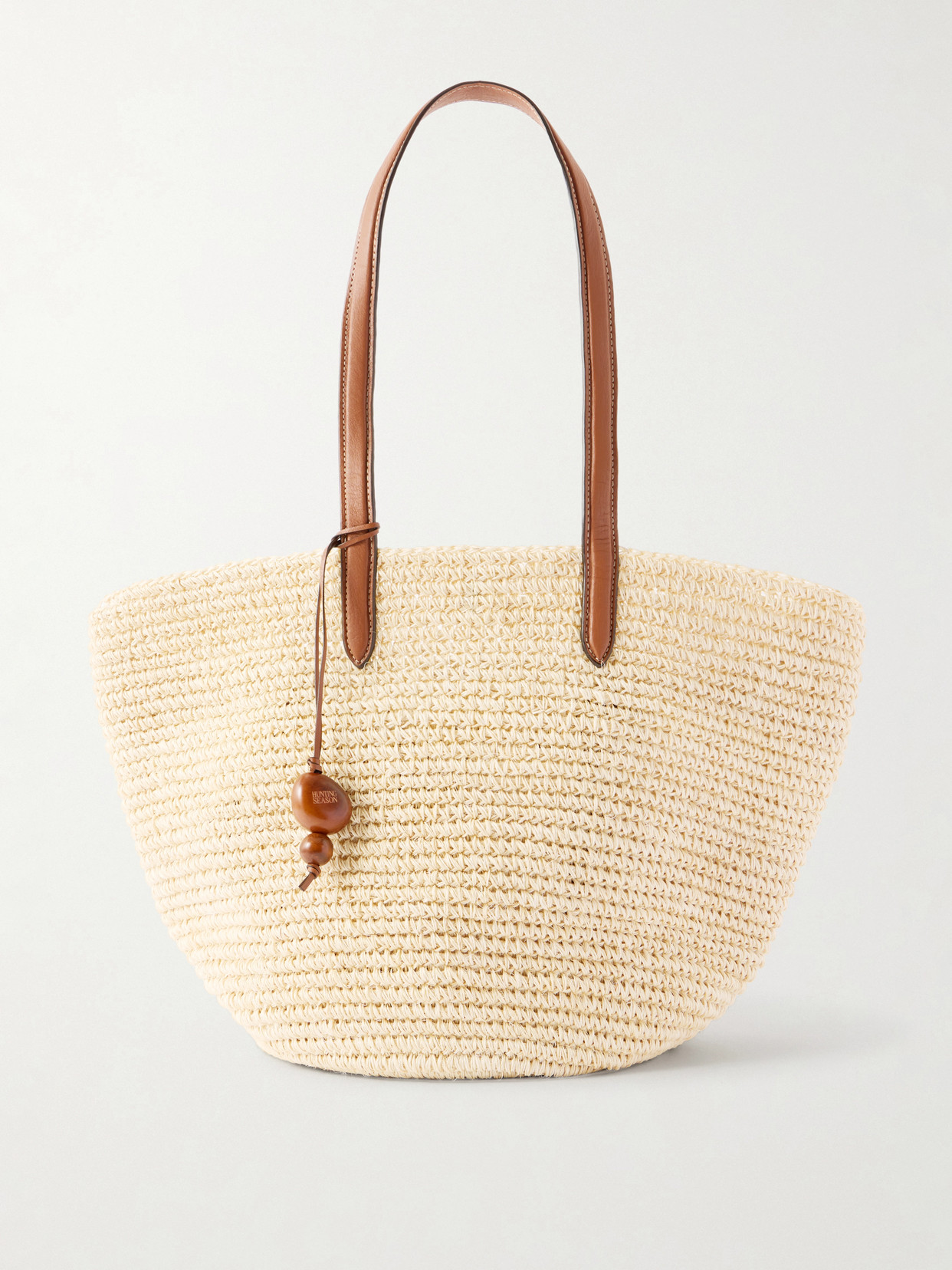 Hunting Season Market Leather-trimmed Woven Fique Tote In Neutral