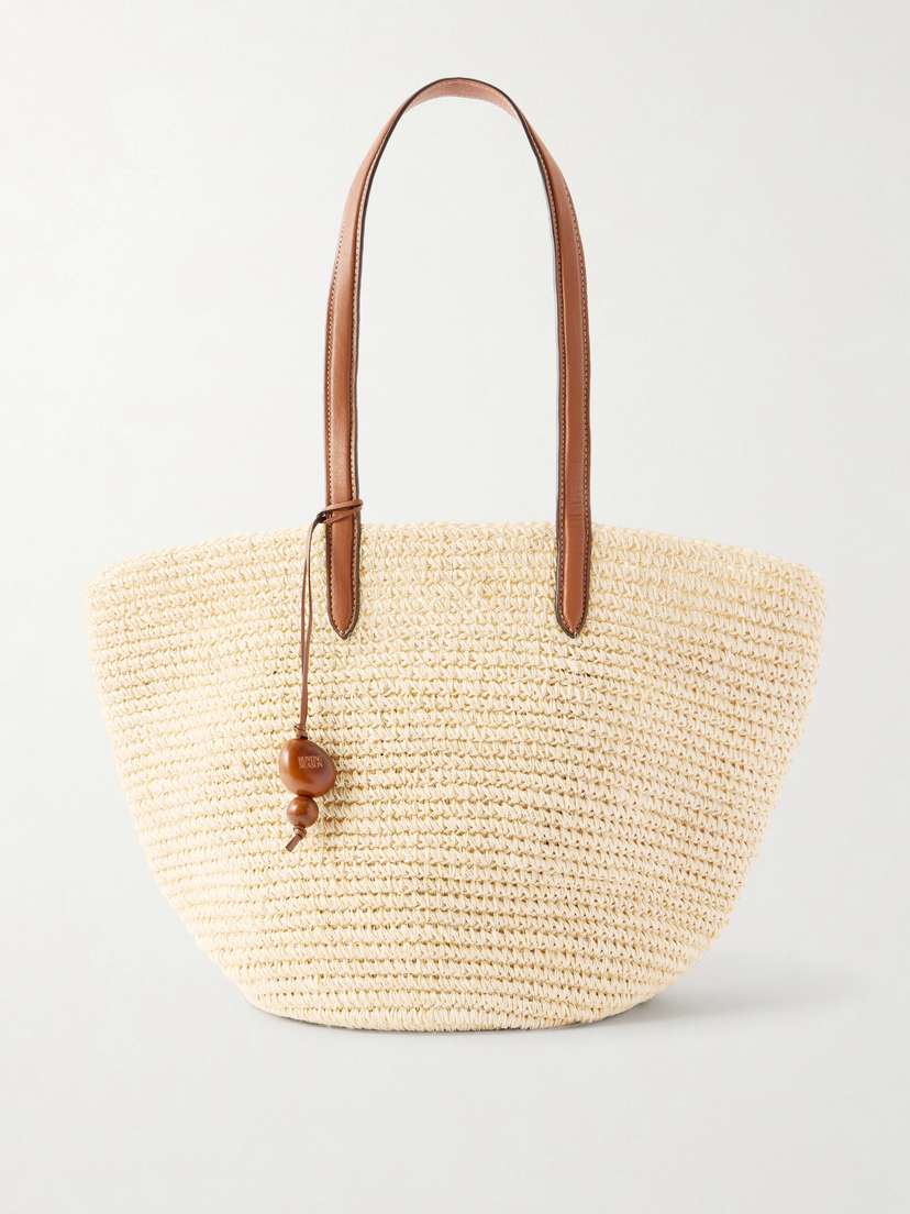 Hunting Season Market Leather-trimmed Woven Fique Tote