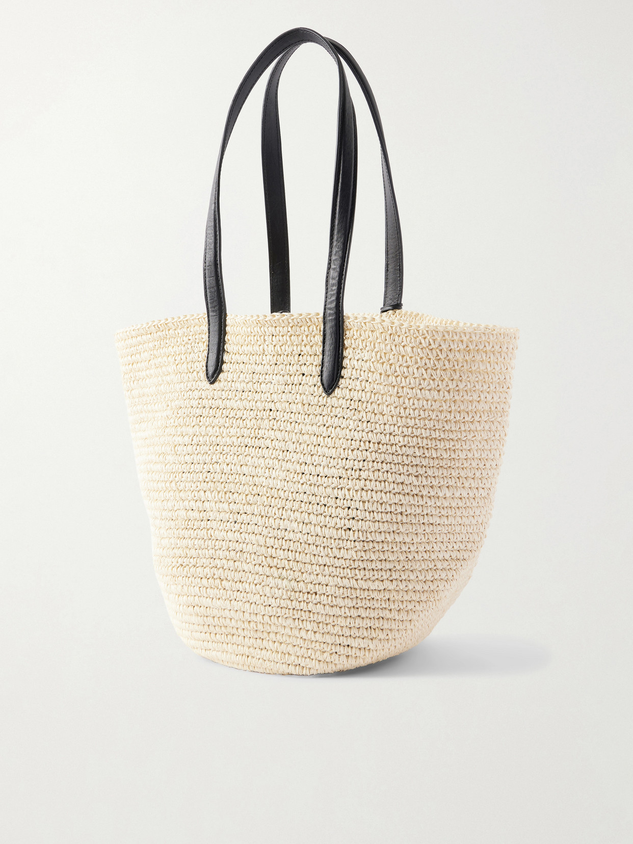 Market Leather-Trimmed Woven Raffia Tote