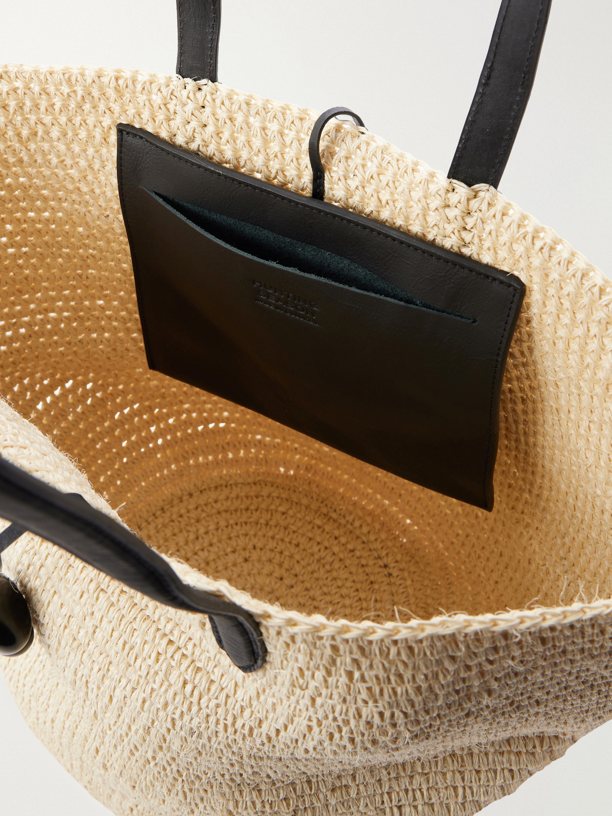 Market Leather-Trimmed Woven Raffia Tote