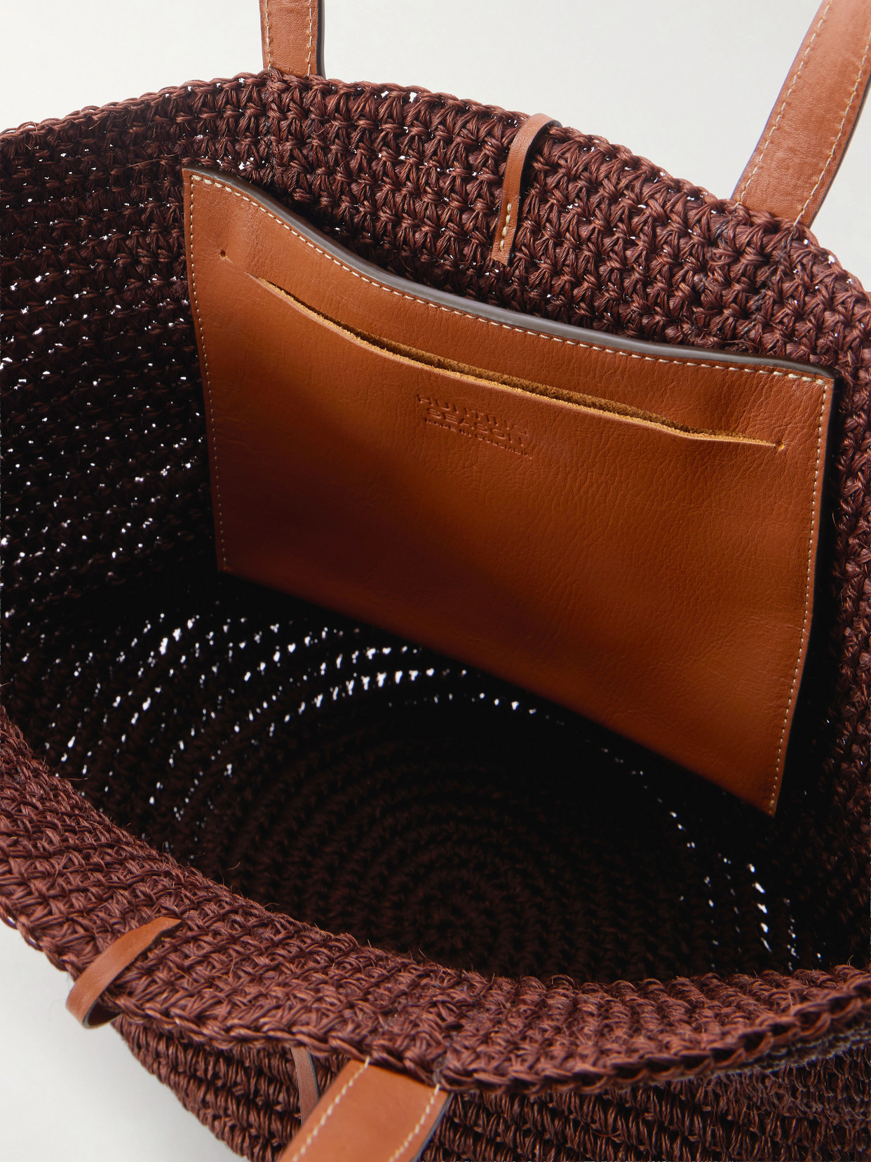 Market Leather-Trimmed Woven Raffia Tote