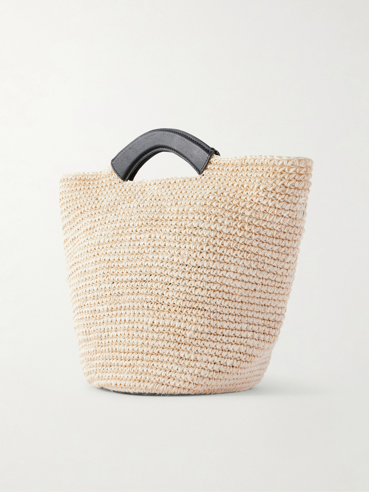 Shopper Large Leather-Trimmed Woven Raffia Tote