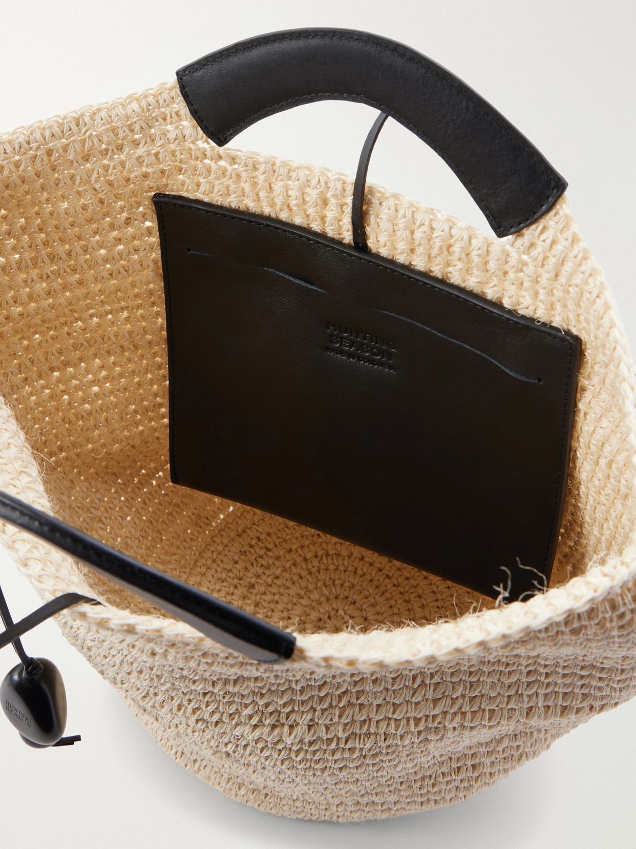 Shopper Large Leather-Trimmed Woven Raffia Tote