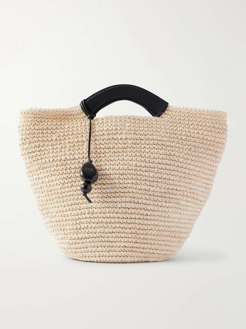 Hunting Season Shopper Large Leather-trimmed Woven Raffia Tote
