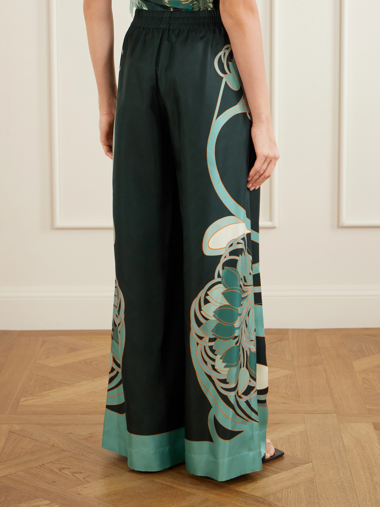 La Doublej La Double J Printed Silk-twill Palazzo Trousers In Multi