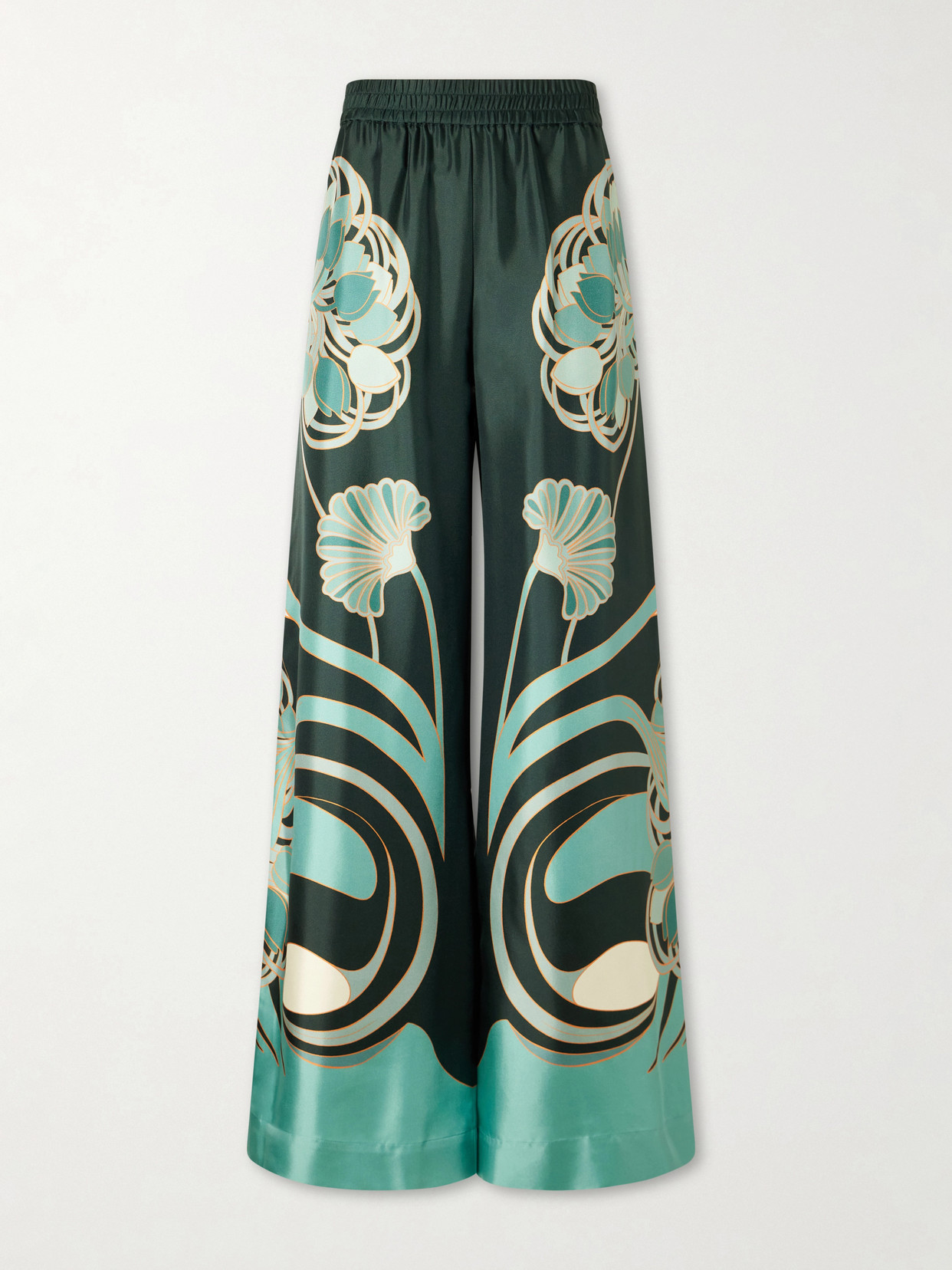 La Doublej La Double J Printed Silk-twill Palazzo Trousers In Multi