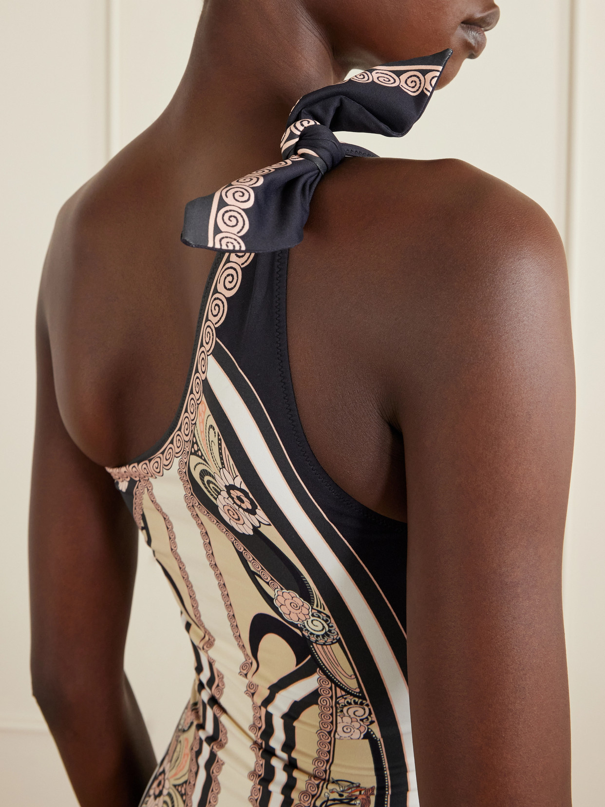 La Doublej Goddess Printed Swimsuit Ambrosia Placee In Black