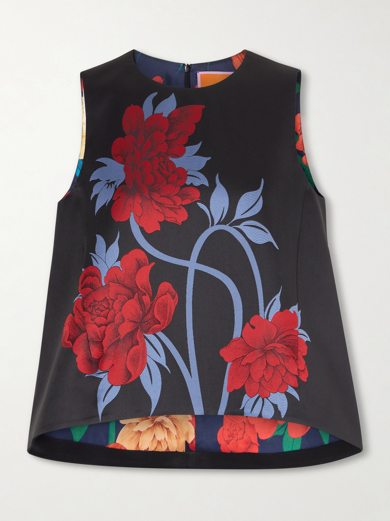 La Doublej La Scala Floral-jacquard Top In Black