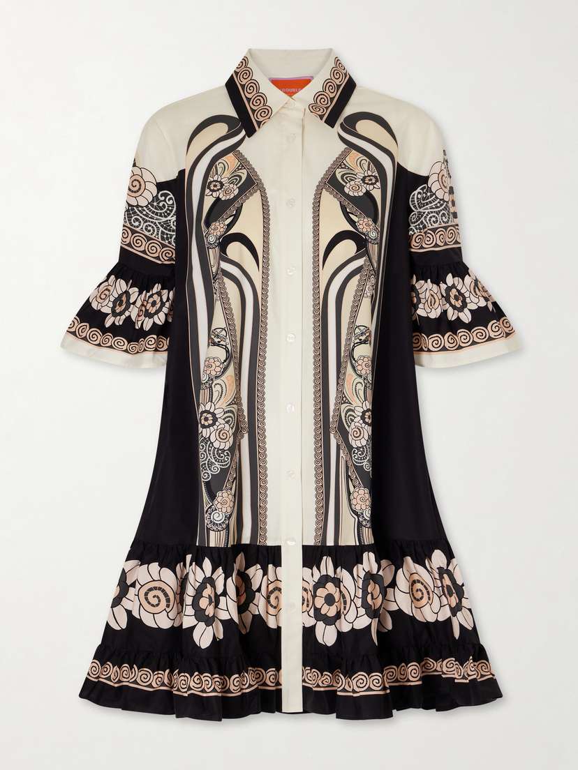La DoubleJ Choux Patterned Cotton-poplin Mini Dress