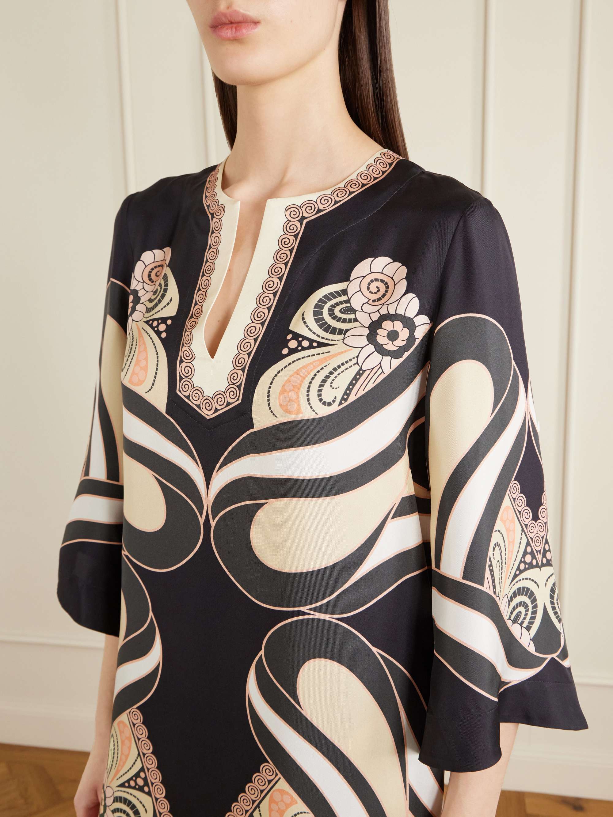 LA DOUBLEJ Printed silk-twill midi dress | NET-A-PORTER