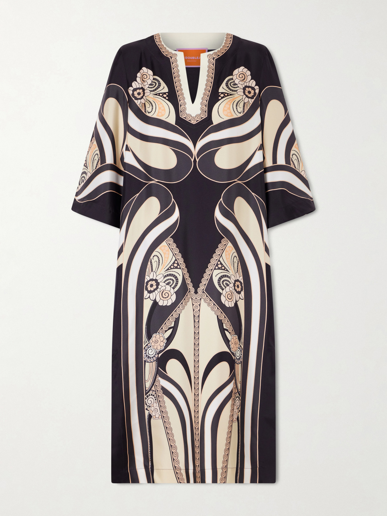 La Doublej Printed Silk-twill Midi Dress In Multi