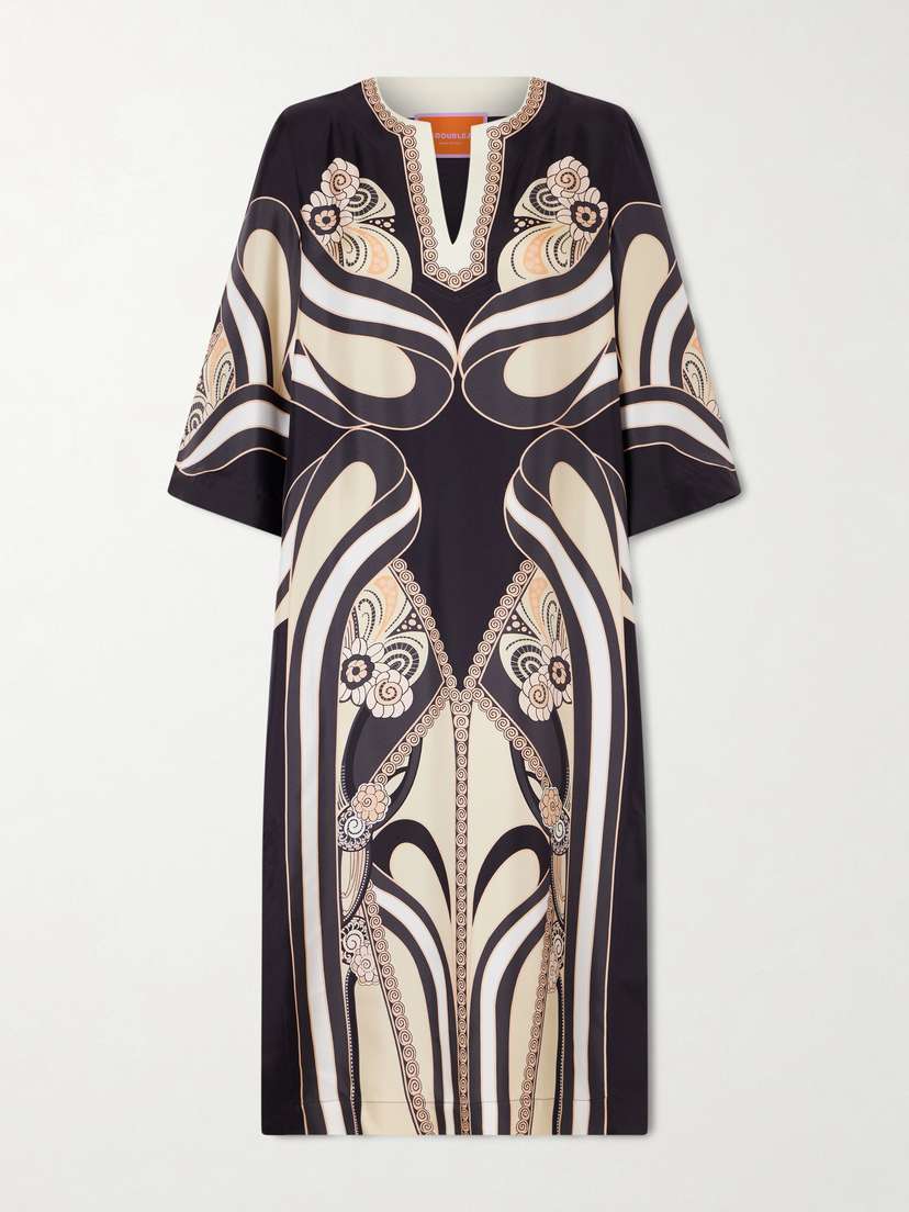 La DoubleJ Printed Silk-twill Midi Dress