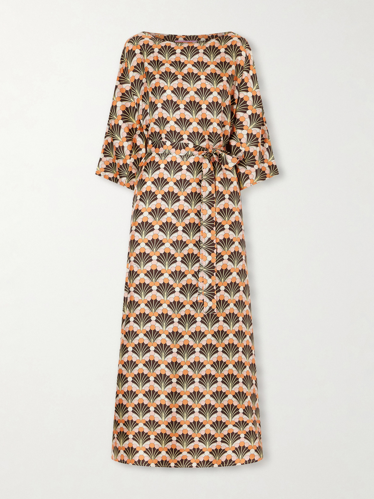 La Doublej Muumuu Silk-twill Midi Dress In Brown