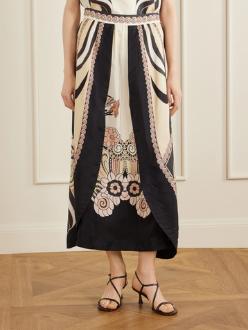 La DoubleJ Printed silk-voile maxi skirt