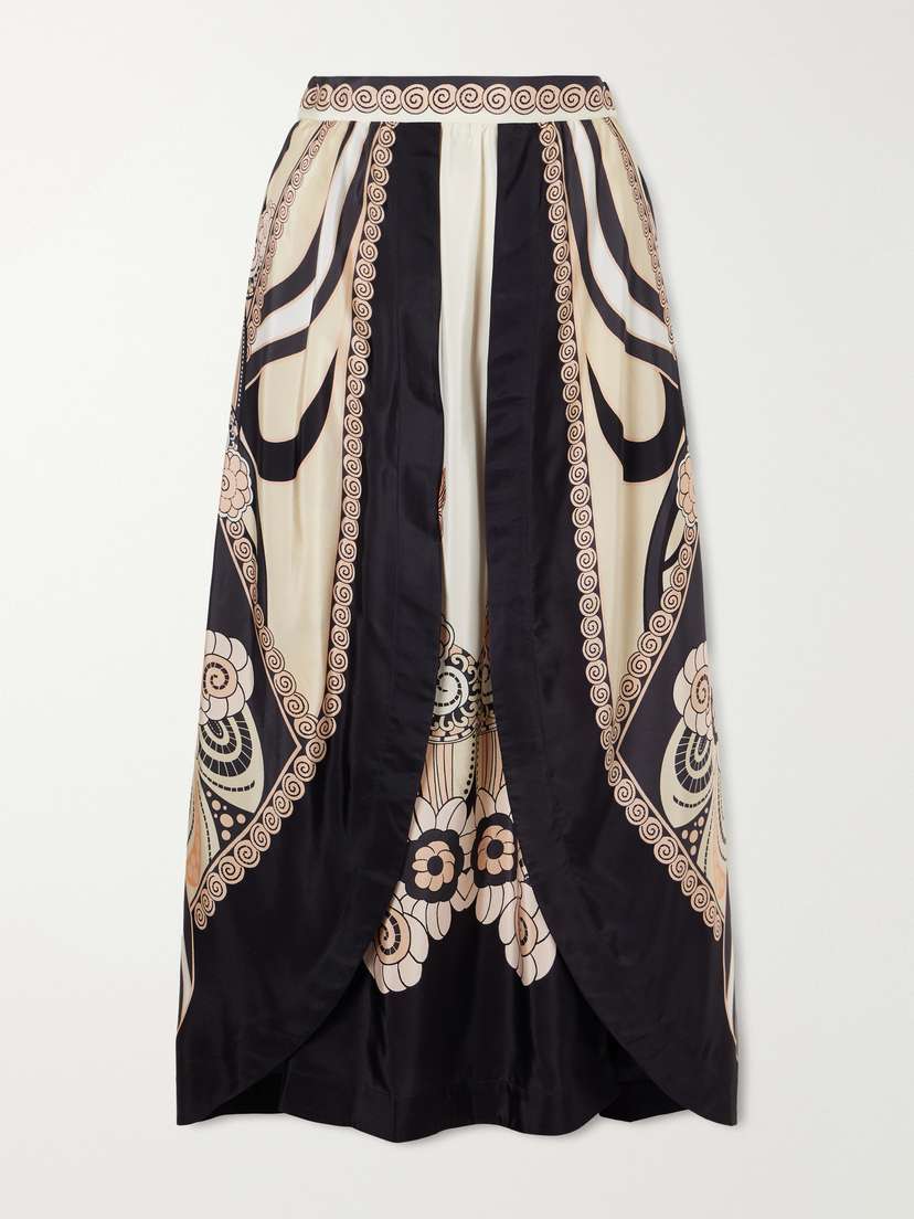 La DoubleJ Printed Silk-voile Maxi Skirt