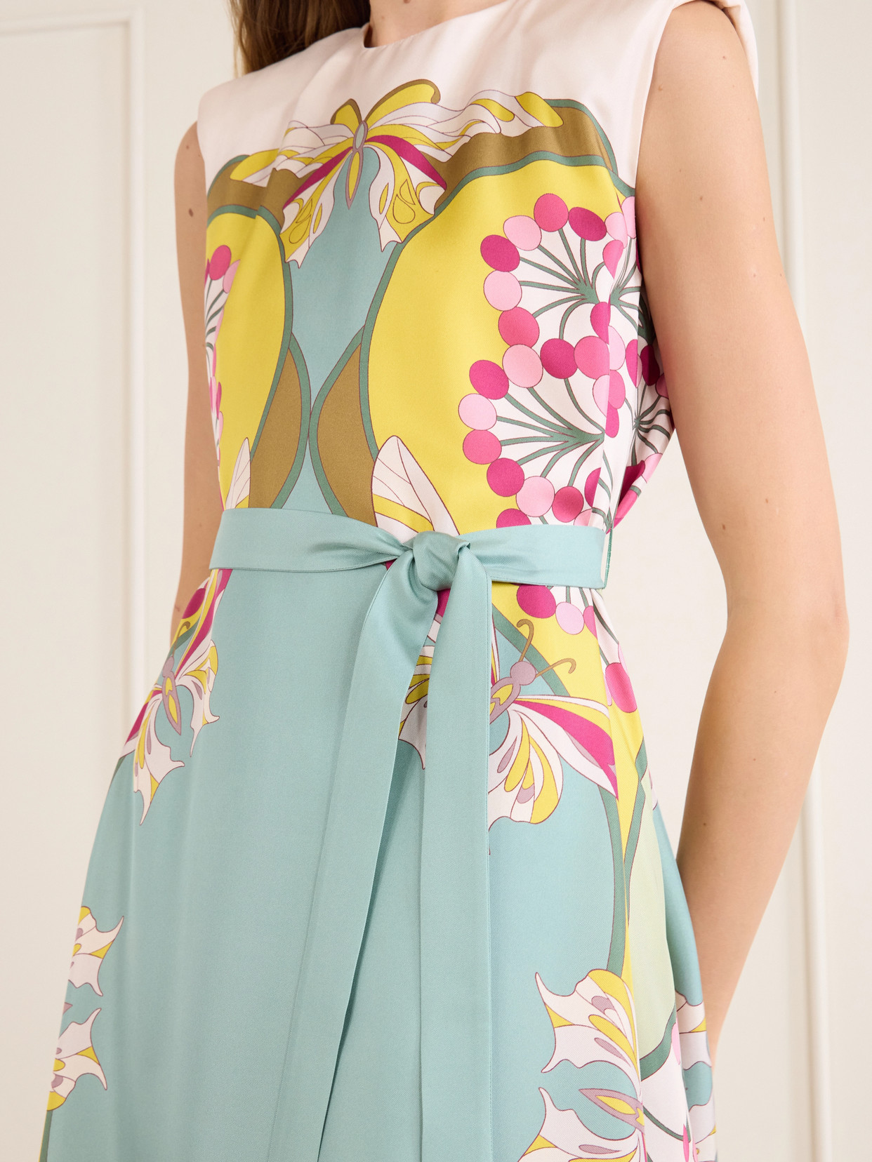 La Doublej San Carlo Belted Printed Silk Maxi Dress In Green