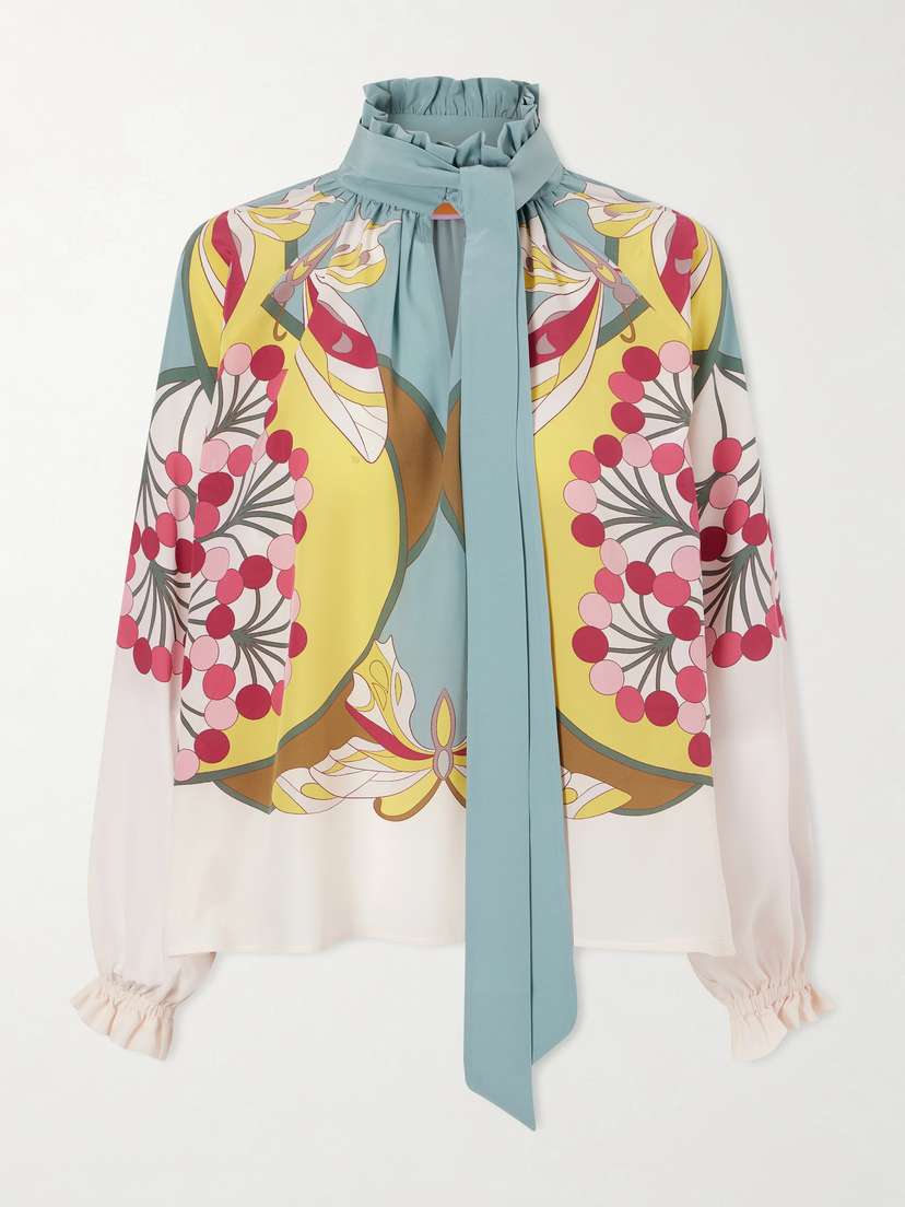 La DoubleJ Cerere Printed Silk-crepe Blouse