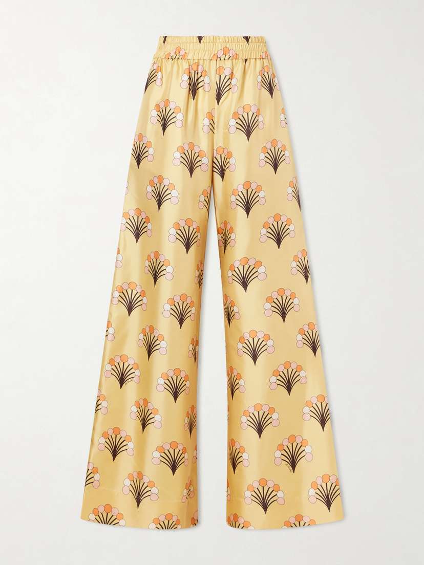 La DoubleJ Palazzo Printed Silk-twill Wide-leg Pants