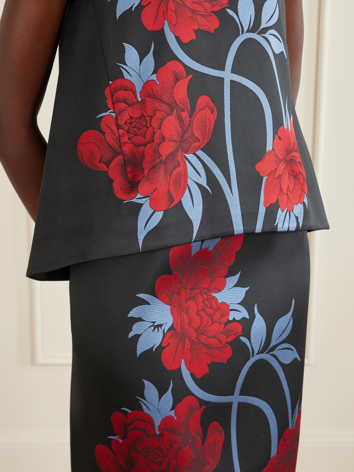 Floral-Print Twill Midi
