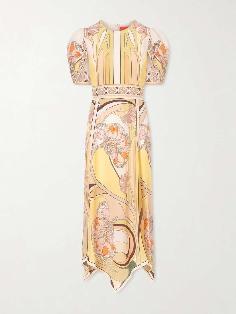 La DoubleJ Cherie Printed Silk Midi Dress