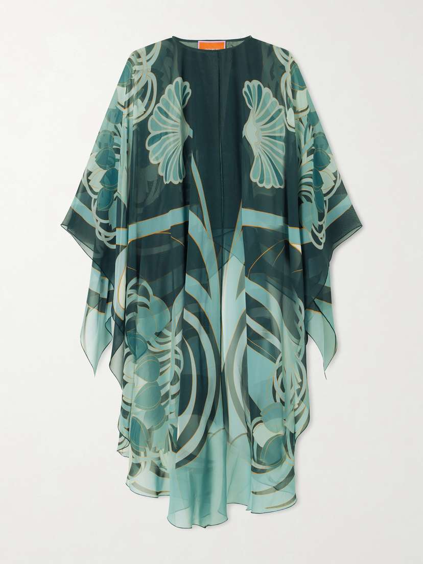 La DoubleJ Maria Printed Silk-georgette Cape