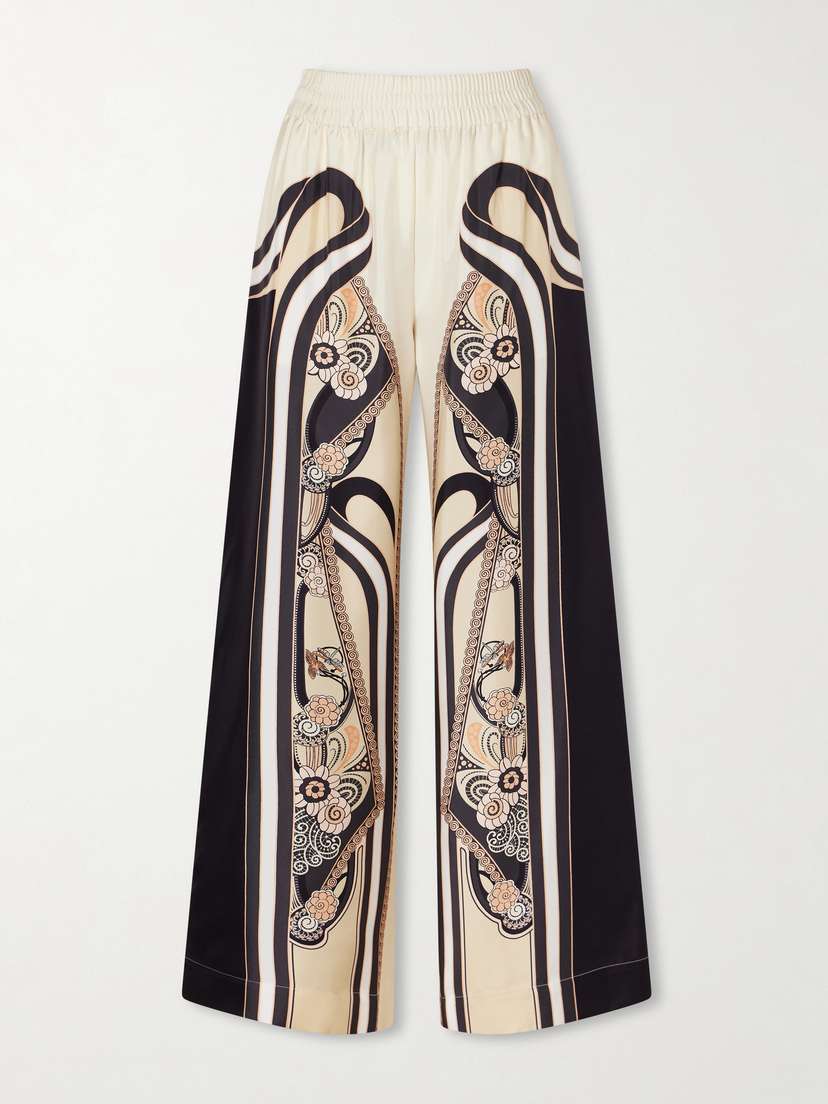 La DoubleJ Palazzo Printed Silk-twill High-waist Wide Leg Pants