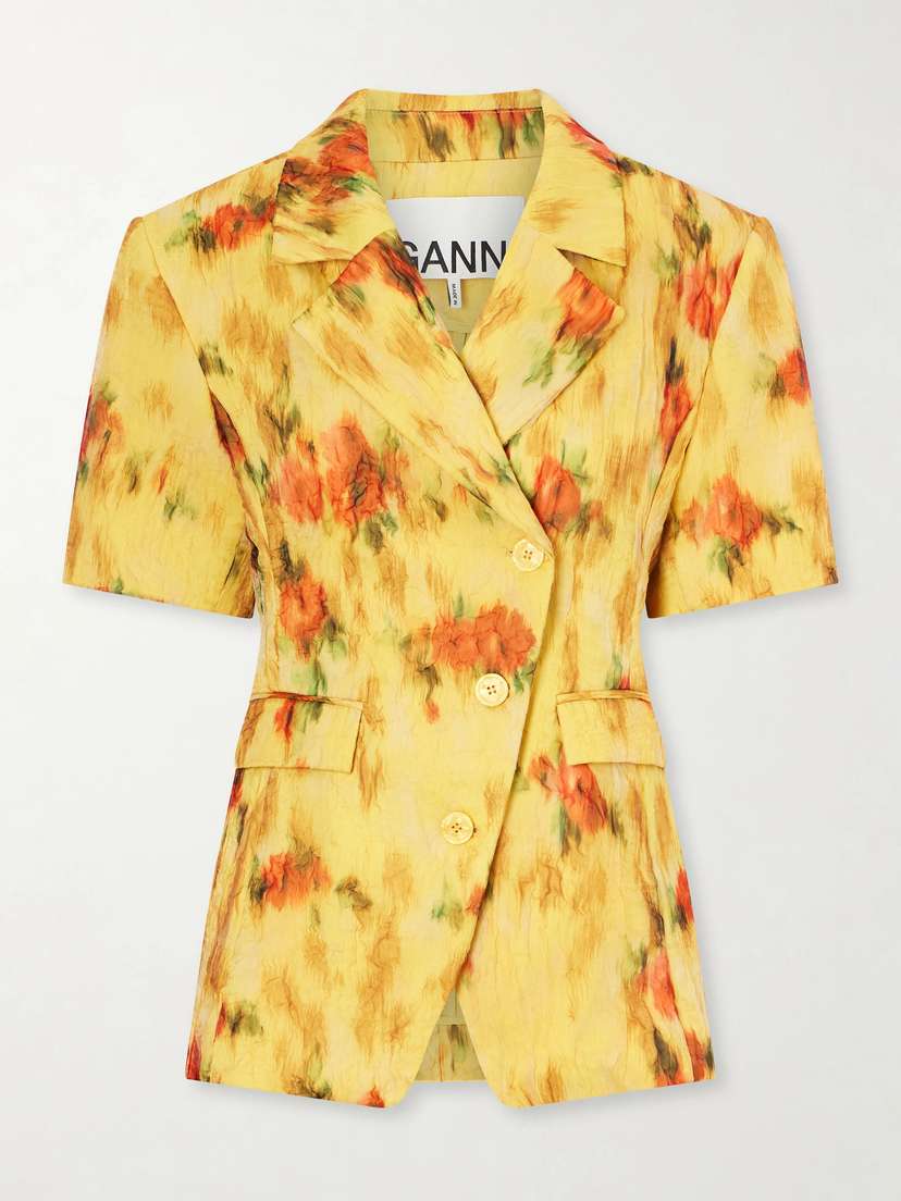 Ganni Shibori Organza Floral Blazer